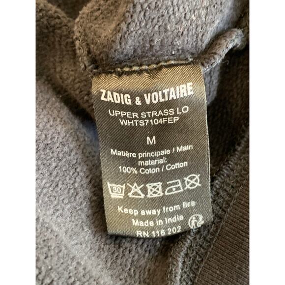 Zadig & Voltaire Women's Upper Gradient Love Strass Sweatshirts Black Size M - Picture 5 of 6